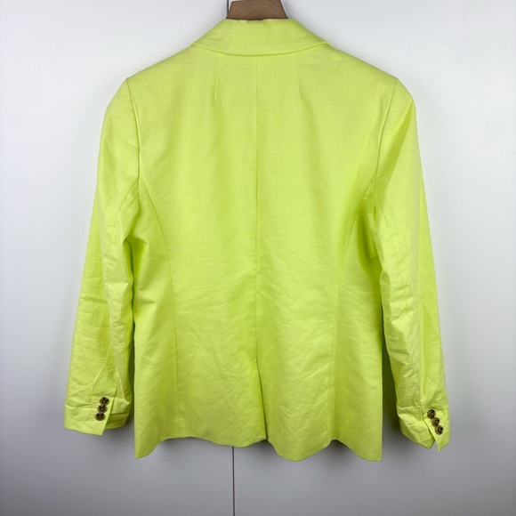 J. Crew Linen Blend Holland One Button Blazer Neon Citrus Yellow Cotton Size 6 - Picture 9 of 9